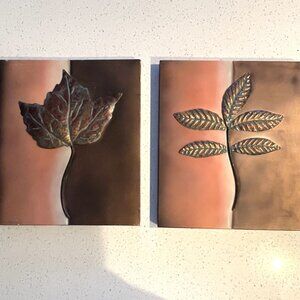 Set of Two Metal Autumn Leaf Wall Art